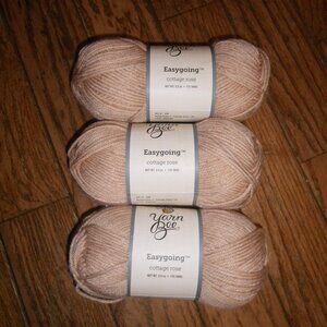 3 Skeins Yarn Bee Easygoing Yarn - Color Cottage Rose – 175 yds ea.